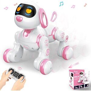 Kids Pink Easy Programmable Remote Control Dog Robot With Head Touch Sensing